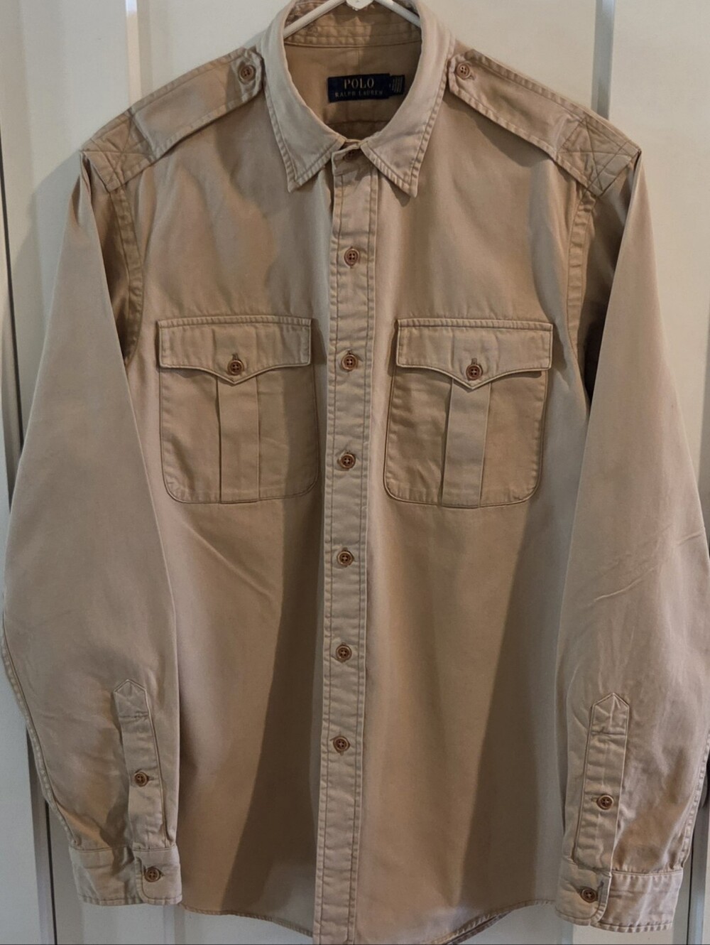 Polo Ralph Lauren Button-Up Military Officer Khaki Workshirt - Size Medium